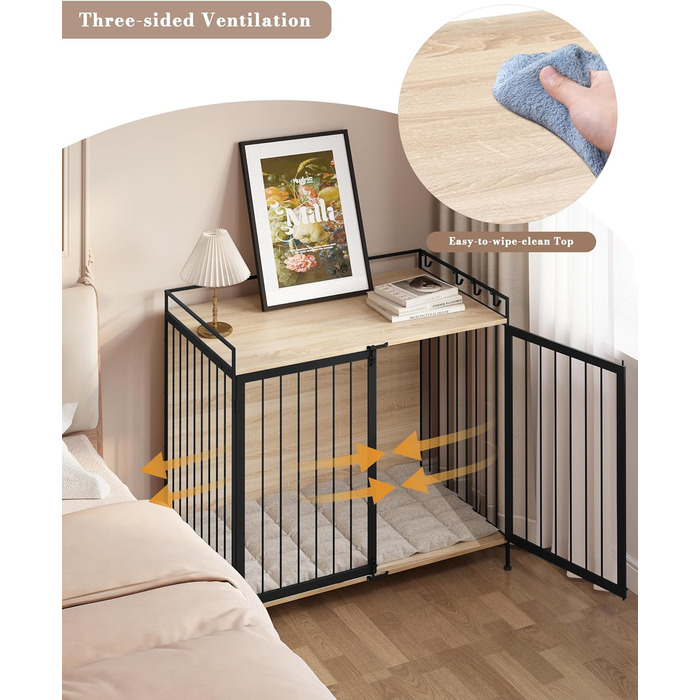 Клітка для собак EUGAD з дерева, переносна будовушка для дому, XXL, для малих/середніх собак, 104x92x60 см, міцна