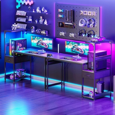 Ігровий стіл з LED-підсвіткою, ергономічний та комфортний, 120x48x114,5 см