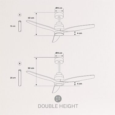 Стеляний вентилятор Windstylance з натурального дерева з підсвічуванням, Нікель, Wi-Fi, пульт ДК, 40W, тихий, Ø132 см, 6 швидкостей, таймер, DC-двигун, літньо-зимовий режим, дерев'яні лопаті, з лампою + вимикач