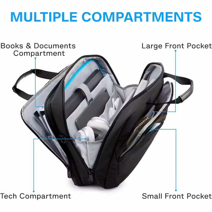 17.3-inch Laptop Bag, BAGSMART Expandable Briefcase, Computer Bag for Men and Women, Laptop Shoulder Bag, Work Bag, Business Travel, Office, Lockable (Black-17.3 inch)