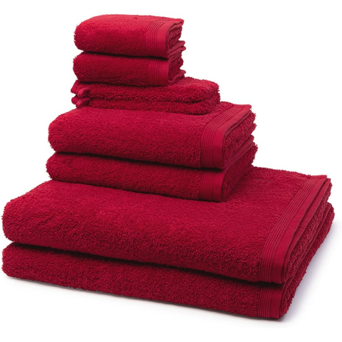 Möve - Superwuschel - 2 X Washcloth - 2 X Guest Towel - 2 X Shower Towel - Cotton (8-Piece Set Ruby)