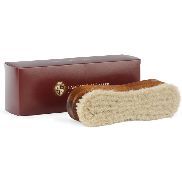 Langer & Messmer Premium Shoe Brush made of fine goat hair for polishing your shoes - The polishing brush for professional shoe care - Shoe brush in shoemaker quality