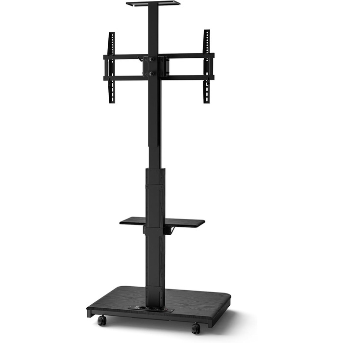 Моторний підставка для телевізора XTRARM Elite: регулювання висоти, VESA 600x400, максимальне навантаження 60 кг, з полицями та стійкою для кабелів (Білий/Чорний)