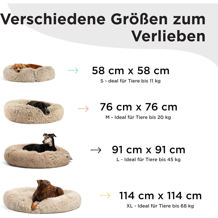 Круглий лежак для котів та собак Best Friends by Sheri - заспокійливий, машинного прання, бежевий, 58x58 см