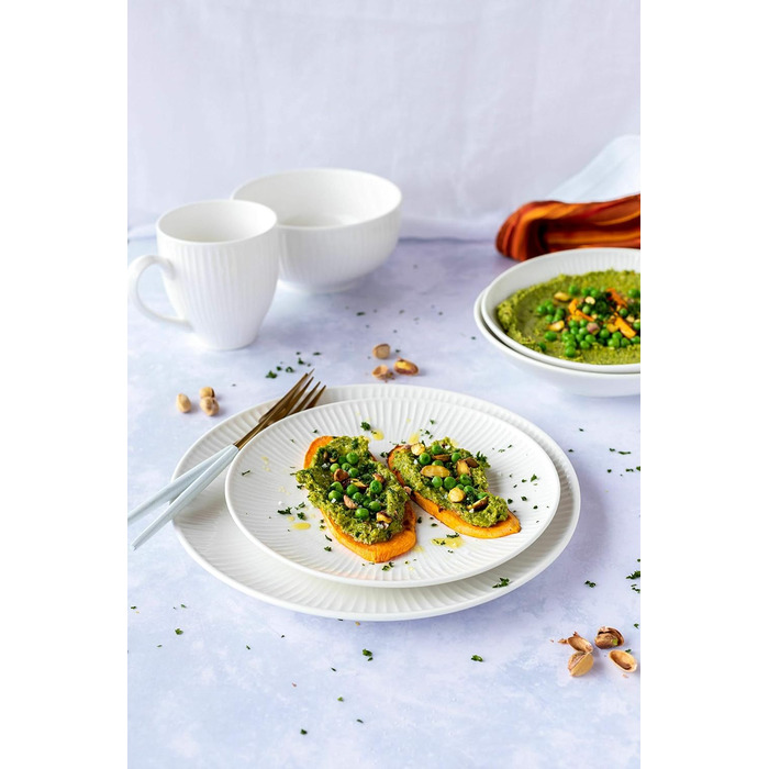 MÄSER 931461 Dalia, 6-Person Dinner Set made of high-quality hotel porcelain in white, 12-piece plate set in vintage design, Durable porcelain plate set, 12-piece.