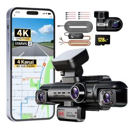 Автомобільний відеореєстратор 4K 360° з 4-канальною камерою та цілодобовим режимом паркування, N500, матово-чорний