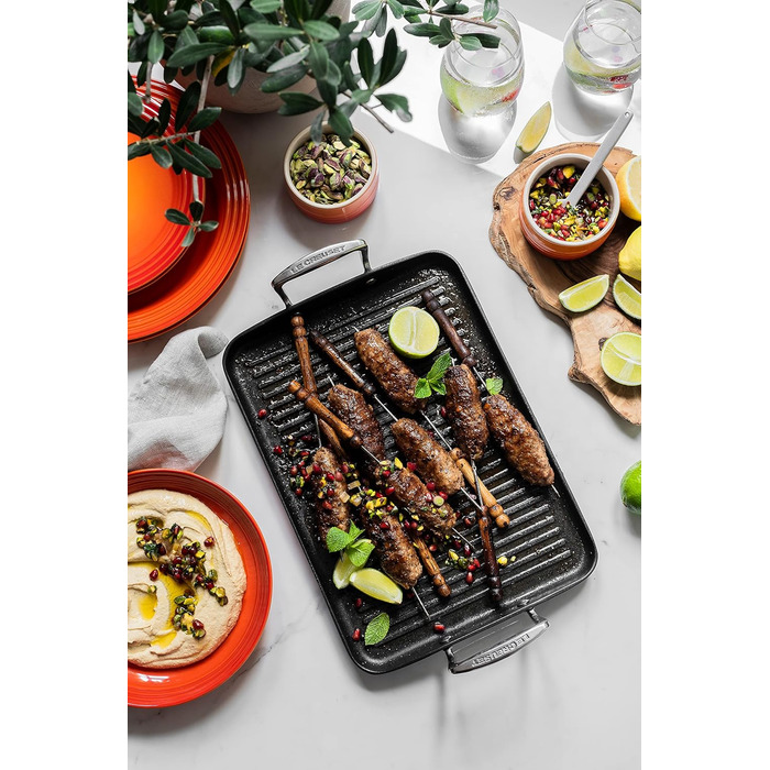 Гриль-плита Le Creuset алюмінієва з антипригарним покриттям, 35x27 см, для всіх типів плит, індукція, антрацит/срібло