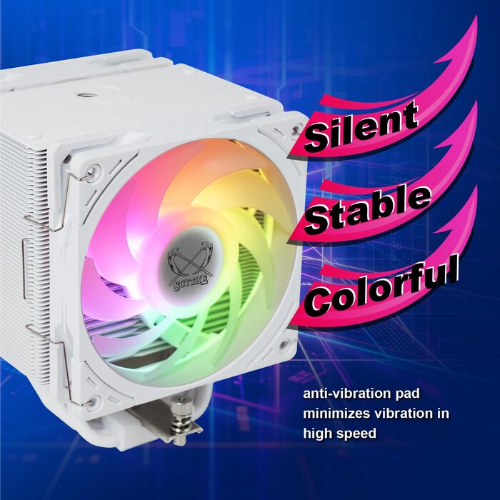 Scythe Mugen 6 White ARGB - Кулер для CPU з RGB підсвічуванням, 120мм, LGA1700, LGA1151, AM5/AM4