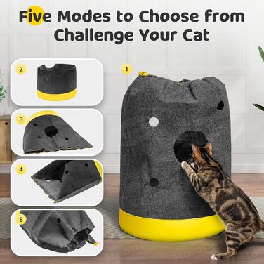 Килимок-іграшка для котів з тунелем, інтерактивна іграшка-центр активностей, розвиваюча іграшка для котів, килимок-іграшка для котів (L)