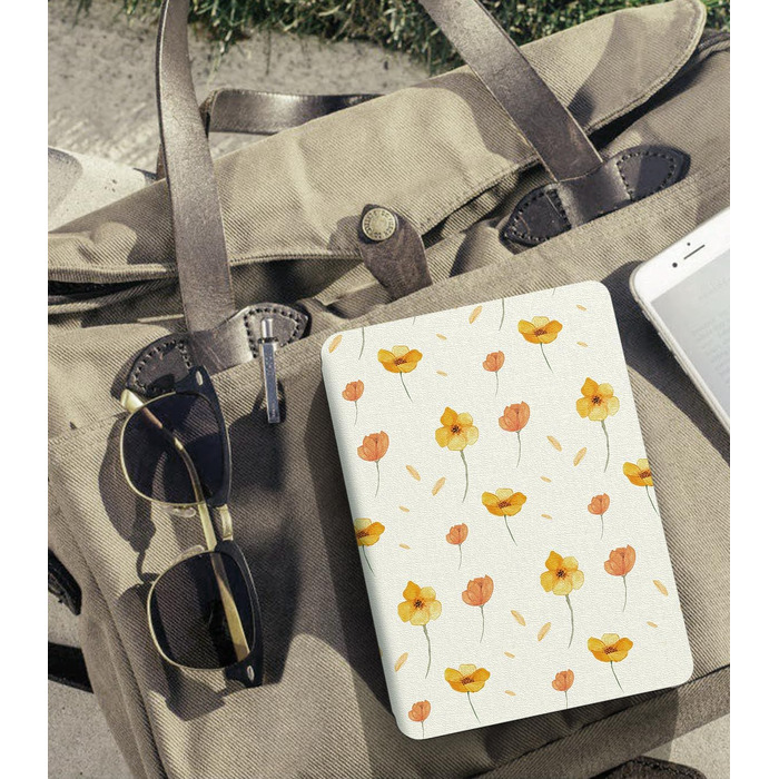 Чохол MoKo для Kindle Paperwhite 12th Gen (2024) та Kindle Colorsoft Signature Edition (2024), PU-захист, авто-сон/пробудження, PC-кришка, квітковий дизайн на білому тлі