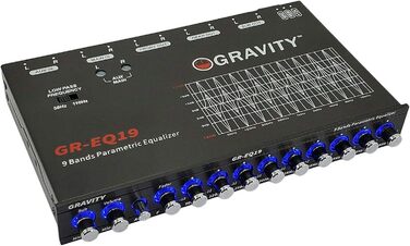 Автомобільний еквалайзер Gravity EQ19 1/2 DIN, 9-смуговий, 9V, 3 RCA виходи, AUX/DVD, передній/задній/сабвуфер