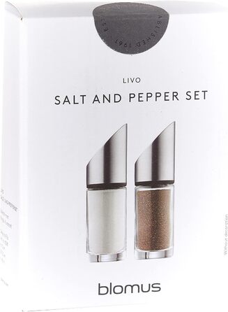 Набір для солі та перцю Blomus LIVO з скла та нержавіючої сталі, 2 шт., точне дозування, преміум-якість (11,5 x 3,5 см)