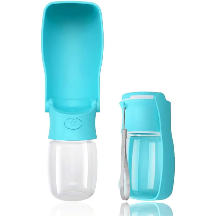 Вода для собак на ходу: пляшка-поїльник 570 мл або 350 мл, для цуценят та собак різних розмірів, блакитна