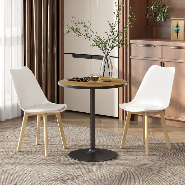 HOMCOM Dining Table, Round Kitchen Table, Modern Dining Table with Wood-Look Top for 4 People, Coffee Table for Living Room, Ø70 x 76 cm, Oak | Aosom