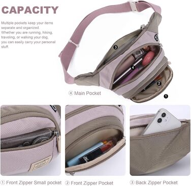 Wind Took Stylish Large Waist Bag/Fanny Pack/Chest Bag/Phone Pouch with Headphone Port for Travel, Hiking, Outdoor, Running - Women, 35x7.5x15cm (Deep Purple)