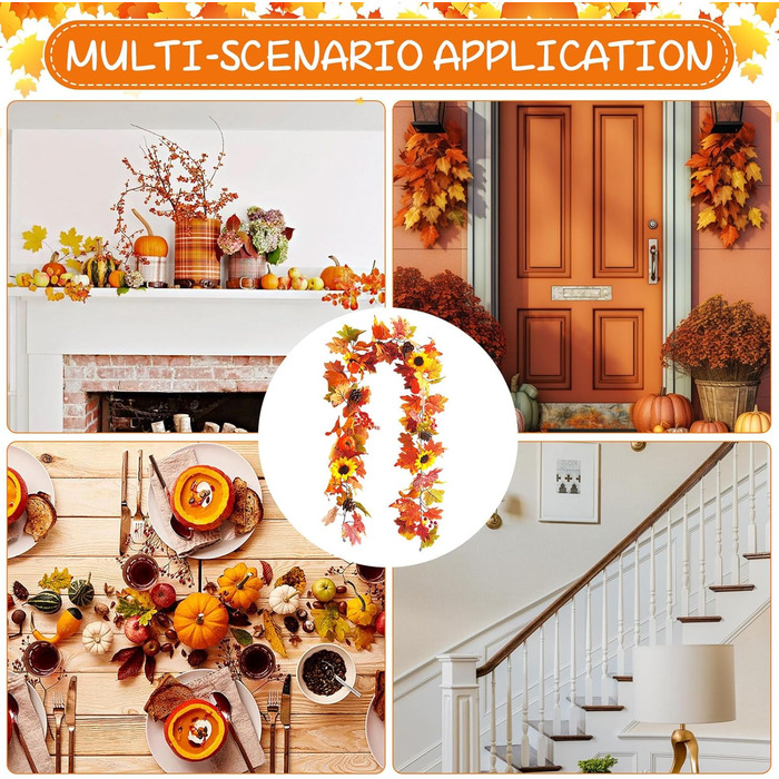 Гірлянда з листя клена для осіннього декору: 3м, 30 LED, для дому та вулиці