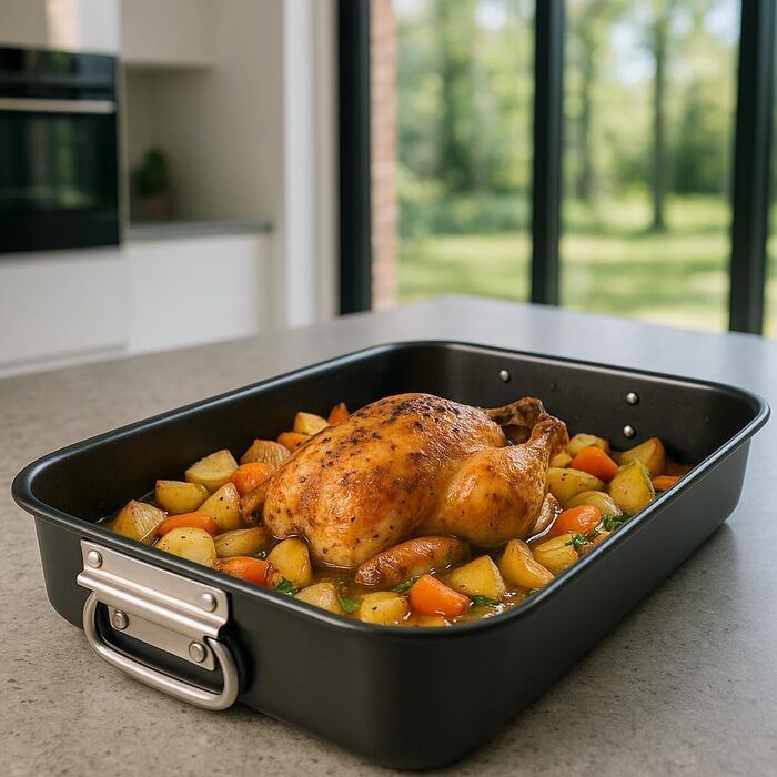 Форма для запікання LS Kitchen - Гратен для лазаньї з ручками, сталева жароміцна форма з антипригарним покриттям, набір 2 шт.