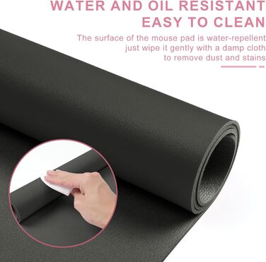 Килимок для столу Zanfqvo 90x43 см - XXL килимок для миші з PU-шкіри, вологостійкий та антиковзний - багатофункціональний килимок для офісу/дому/ноутбука (Сріблясто-сірий)