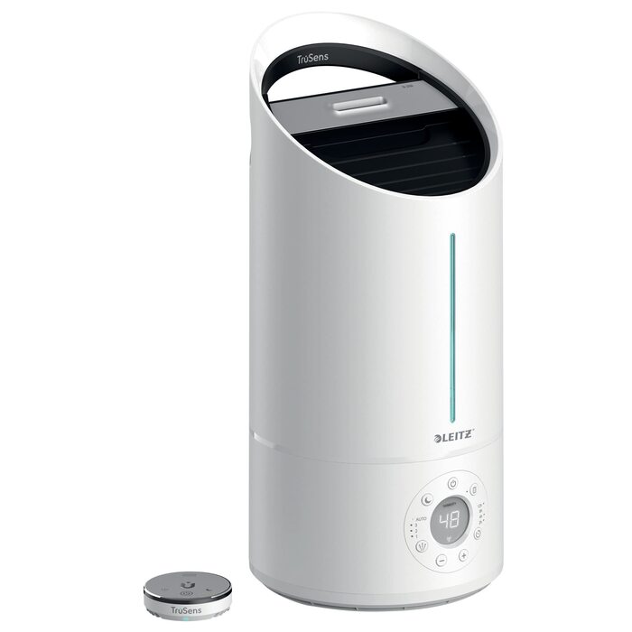 Leitz TruSens Ультразвуковий зволожувач повітря N-300, 45 м², з контролем вологості, для офісу, спальні та дитячої кімнати, 8 л, білий/сріблястий