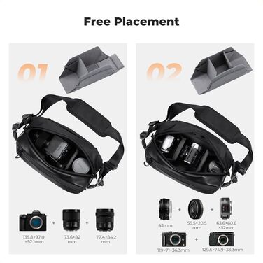 Сумка для камери K&F Concept: фоторюкзак, сумка на плече, квадратна сумка для фотографів, сумісна з Canon/Nikon/Sony/DJI Mavic