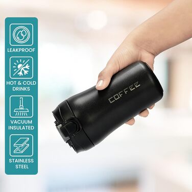 Термокружки Belle Vous 2 шт. з нержавіючої сталі 400 мл - з трубочками та кришками, для гарячих та холодних напоїв