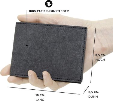 FRITZVOLD Minimal Wallet with RFID Protection, small, thin wallet for women & men, extremely flat wallet, slim wallet, wallet made of washable paper-leather, black