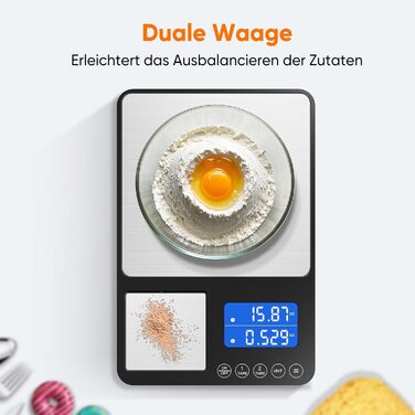 Цифрова кухонна вага 10 кг з LCD дисплеєм та функцією тарування, для випічки, приготування їжі та зважування ювелірних виробів, з точністю 1 г (срібна - K700H)