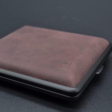 V.H. 1912 VOM HOFE MANUFACTORY Cigarette Case Genuine Leather, Handmade in Germany, Bordeaux Red, 85mm - Case, Cigarette Box