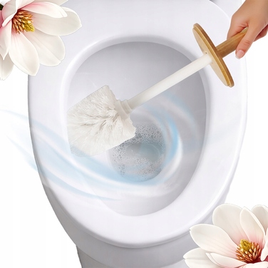 Стильний тримач для туалетного паперу з ергорегічним йоржиком для унітаза, бежевий бамбук та сталь