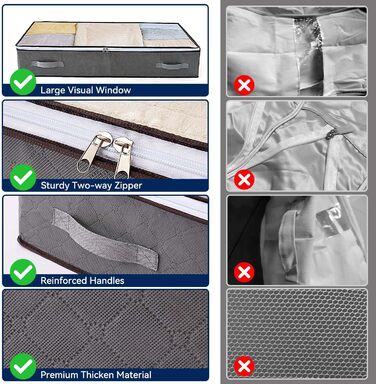 Комод під ліжко Boic, 2 шт., 60 л, для зберігання постільної білизни та одягу, з кришкою, складний, велика коробка для зберігання