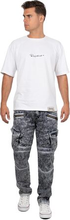 Чоловічі джинси Cipo & Baxx Slim-Fit, Biker, Чорні (31W/34L, Розмір 39) з ефектом Destroyed та стразами