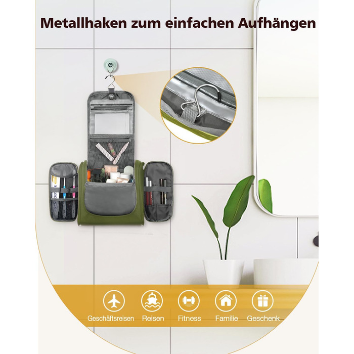 Водонепроникний дорожній органайзер для косметики та туалетних аксесуарів (зелений)