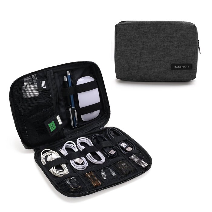 Органайзер для електроніки Bagsmart для кабелів, USB-флешок, карт пам'яті, чорний