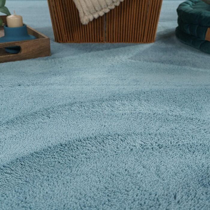 Килимок для вітальні TT Home Kurzflor: короткий ворс, антиковзаюча підкладка, однотонний, сучасний, машинне прання, світло-блакитний, 200x200 см