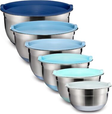 Набір місок для змішування Cook With Color з нержавіючої сталі та мірних склянок, 11-piece (Синій)