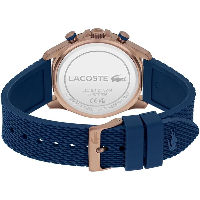 Годинник чоловічий Lacoste Neo Heritage Chronograph (синій) з браслетом з нержавіючої сталі або силікону