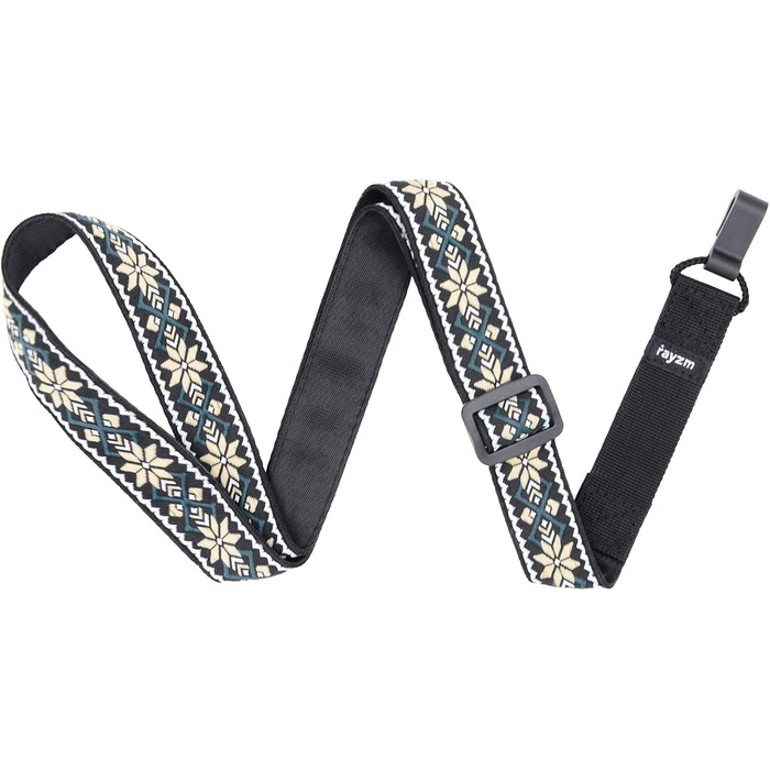 Гітарний ремінь Rayzm з візерунком жакарду, 5 см, для акустичної, електрогітари та басу, з тримачем для медіатора, регульована довжина