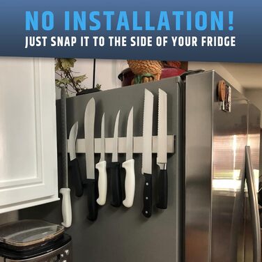 Premium 43cm Magnetic Knife Strip for Refrigerator - Non-Slip, Extra Strong Double-Sided Magnetic Knife Holder - Space-Saving Magnetic Knife Rail with Strong Magnetic Attraction