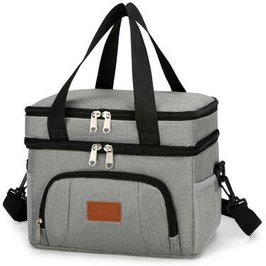 Термосумка JANSBEN для 12 банок: компактна, ізольована, з 6 відділеннями для пікніка, роботи та авто (сіра)
