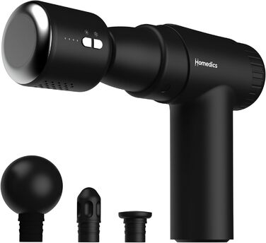 Масажер Homedics NOVO+ з підігрівом та охолодженням – електричний масажер з регулюванням температури, 4 насадки, 6 інтенсивностей, глибоке розігрівання, акумуляторний, з кейсом