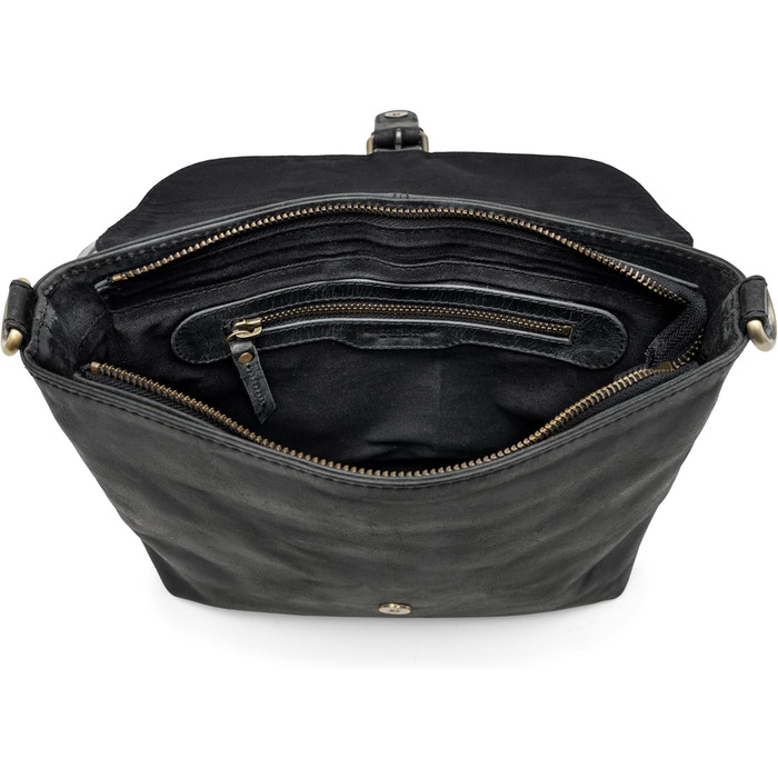 Сумка через плече Berliner Bags Catalina Vintage, шкіряна крос-боді сумка середнього розміру для жінок, темно-сіра з магнітною застібкою