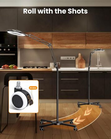 Кріплення для смартфона на штативі з кільцевим світлом для кухні та фуд-відео – штатив з кільцевим світлом для столу | Кільцеві лампи для кухні, випічки, зйомки рецептів, відеозйомки, стріму, контент-мейкінгу, 10 дюймів для столу (10 дюймів для підлоги)