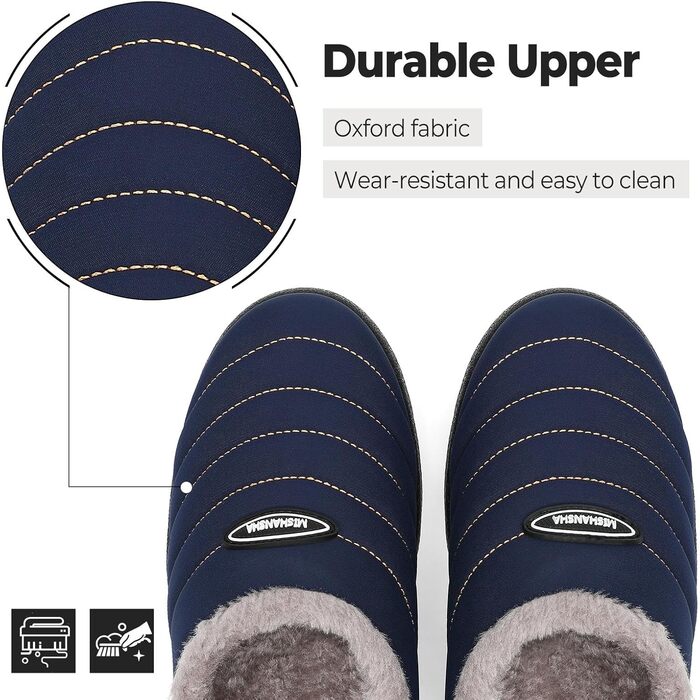 Тапочки халатні зимові Mishansha для чоловіків та жінок, теплі, з плюшевою підкладкою, розмір 35-47, зелені (темно-сині, 43 EU)