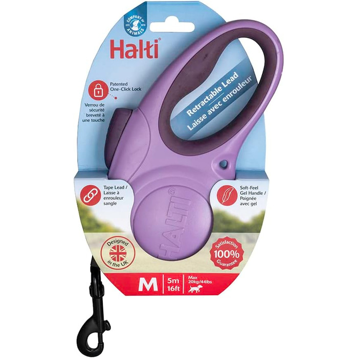 Шлейка для собак HATI Roeine з світловідбиваючим матеріалом, ергономічним дизайном та запатентованою застібкою. Підходить для великих собак (розмір ), фіолетовий, M