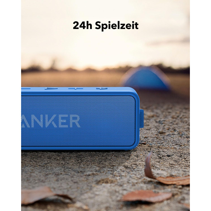 Портативна Bluetooth колонка Anker SoundCore 2, блакитна: потужний звук, глибокий бас, 24 год роботи, водонепроникність IPX7, сумісна з iPhone, Galaxy