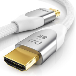 HDMI 2.1 Кабель 2м 8K (60Hz) 4K (120Hz) - Білий, Підтримка HDR, ARC, PS5, Xbox, Blu-Ray