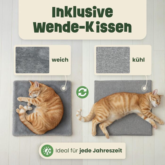 Кігтеточка-будиночок Zooprinz для котів – затишна печера, тепле ліжко для котів, великих котів, ліжко для котів з подушкою, кімнатний будиночок-кігтеточка, притулок та місце для відпочинку (Антрацит, 46 × 41,5 × 60 см)