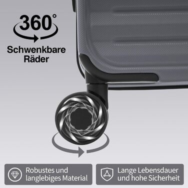 Набір валіз Merax TSA: 3 валізи (M, L, XL) з TSA-замком, телескопічним ручками та 4 колесами, чорний колір, PP-матеріал