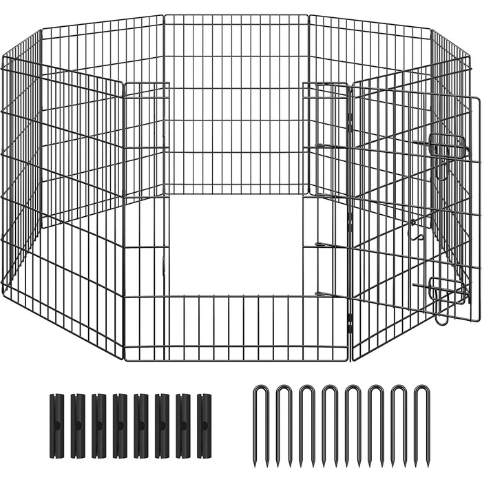 Вольєр для цуценят Yaheetech 8-секційний, 61x61 см з дверима, для собак, котів, кроликів
