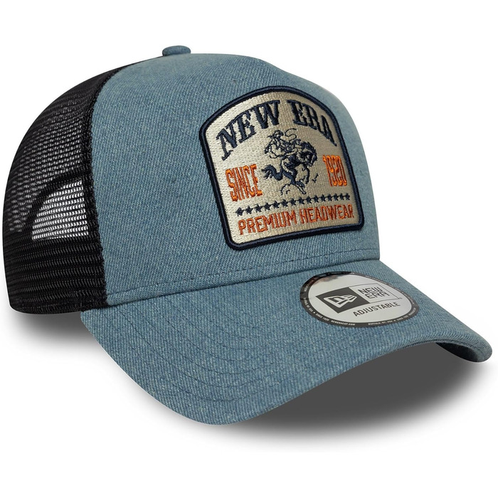 Кепка бейсболка New Era A-Frame Trucker Olive/White - регульована, з нашивкою, преміум-якість